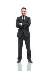 Successful business man on white background