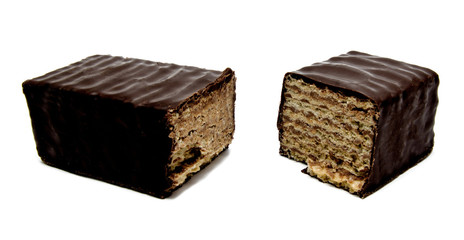 wafer chocolate bar on white