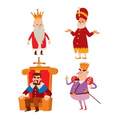Kings cartoon vector set.