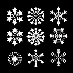 Snowflakes vector set. white snow flake icon set