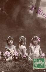 French antique vintage postcard little girl.