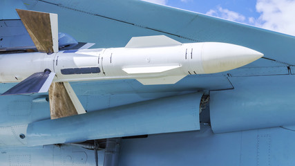 Fototapeta na wymiar aircraft missile (air to air) under the wing of the Russian mili