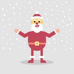 vector illustration with flat santa claus character and snowflakes