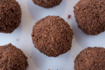 chocolate balls on the table close-up