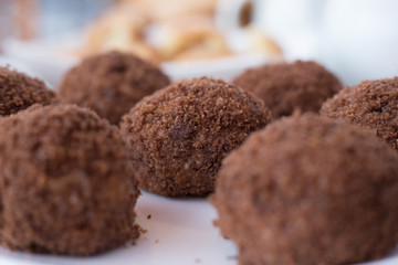 chocolate balls on the table close-up