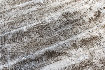 footprints in the snow background of fresh  texture in blue tone