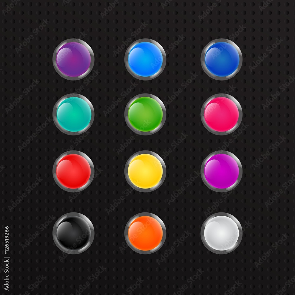 Poster Set of the gloss colorful buttons