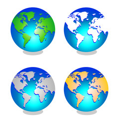 Planet Earth. Image of the globe with shadow on white background