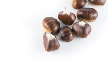 Chestnut (marrons) on white background