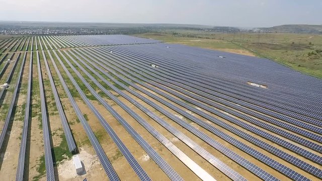 Aerial shot of solar power plant.