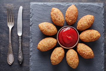 Kibbeh traditional Levantine middle eastern beef, lamb, goat or camel meat stuffed bulgur kofta...
