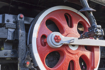 old steam locomotive close up