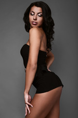 Beautiful woman in black gorgeous body