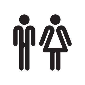 Man and woman WC sign on white background. Flat people icon.