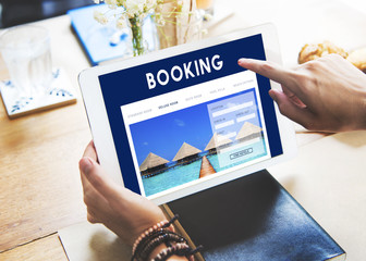 Fototapeta na wymiar Hotel Booking Reservation Travel Reception Concept