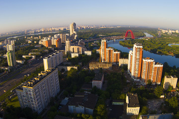 View of the city from a tall building