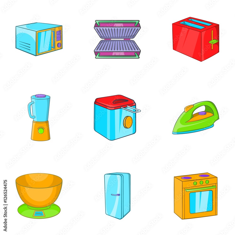 Poster technique icons set. cartoon illustration of 9 technique vector icons for web