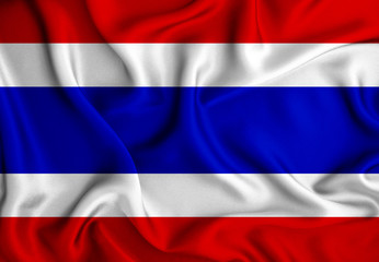 The Thailand flag with wave  luxury silk or satin fabric 
