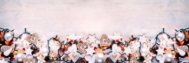 Christmas time, background with gingerbread - obrazy, fototapety, plakaty