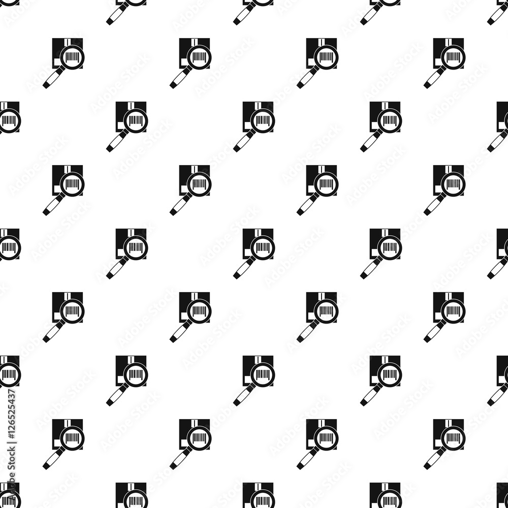 Poster cardboard box and magnifying glass pattern. simple illustration of box and magnifying glass vector p