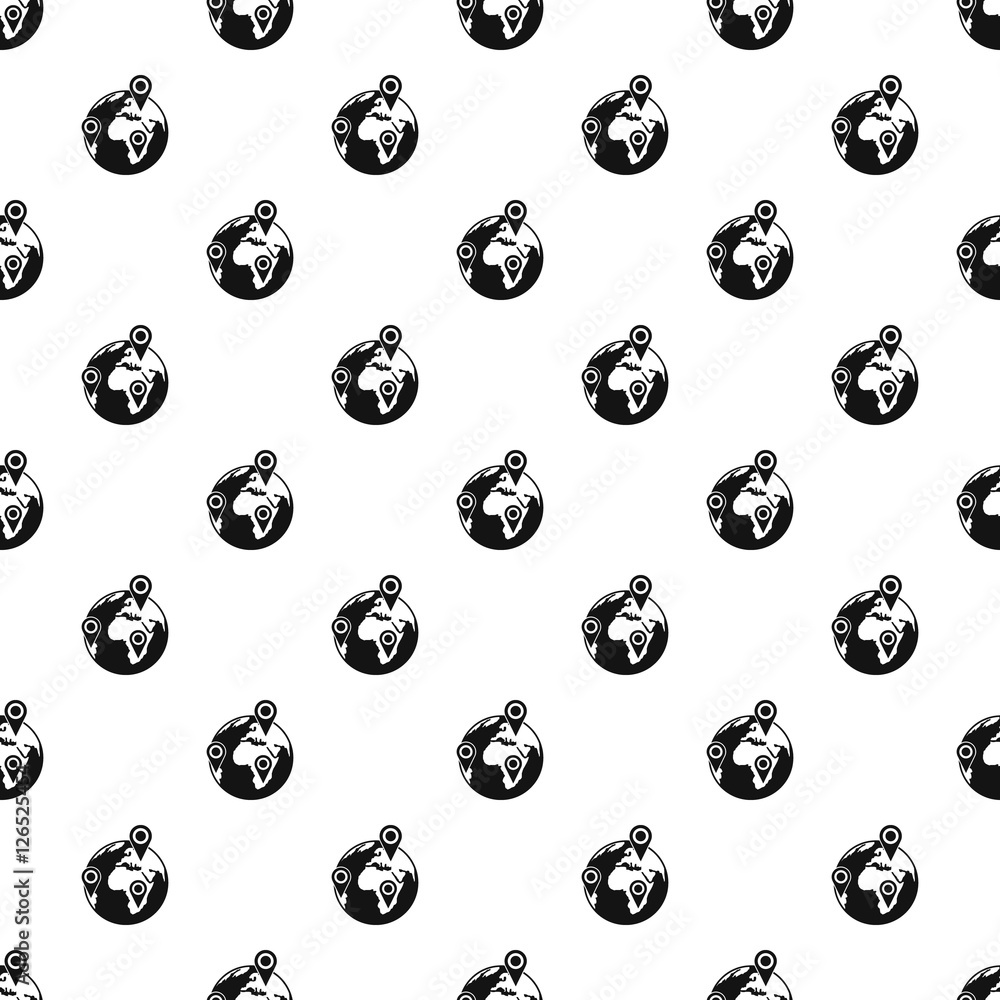 Poster globe with pointer marks pattern. simple illustration of globe with pointer marks vector pattern for