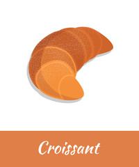 Croissant vector food isolated on white background. Fresh croissant French Breakfast brochure