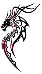 Fantasy Drache im Tribal und Tattoo Style. Feuerdrache.