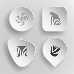 4 images: unique abstract forms. Abstract form set. White concav