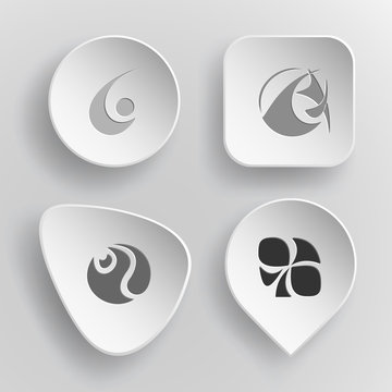 4 images: unique abstract forms. Abstract form set. White concav