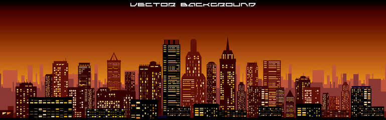 Cityscape Background. Night Skyline Banner