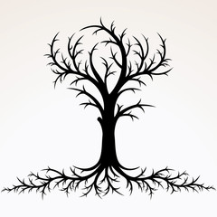 Obraz premium Tree with Root Silhouette. Vector