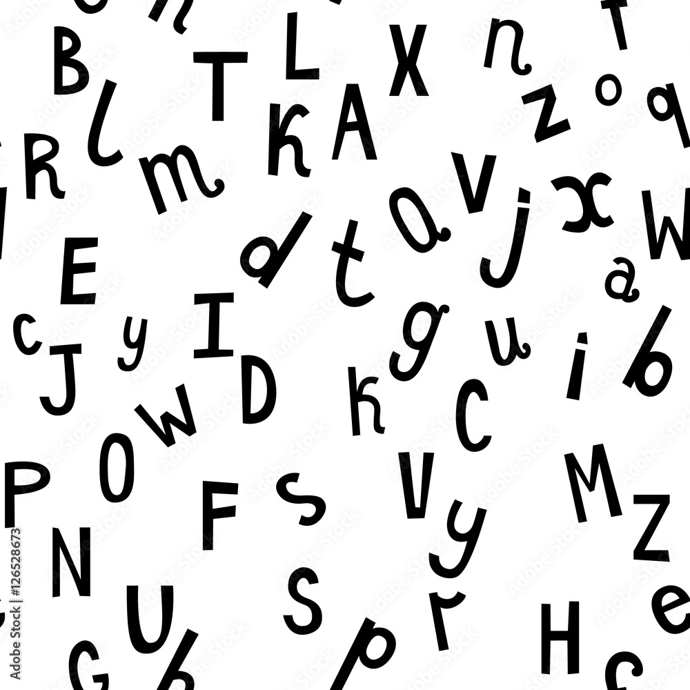 Poster vector seamless pattern with black letters