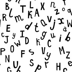 vector seamless pattern with black letters