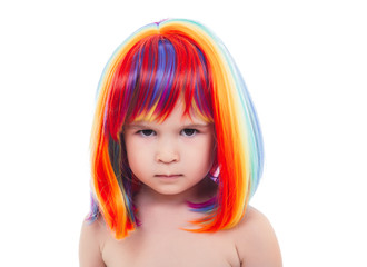 Fototapeta premium cheerful girl with bright colorful hair