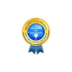 Employee of the month - elegant golden blue award ribbon