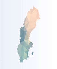 Naklejka premium Polygonal map of Sweden