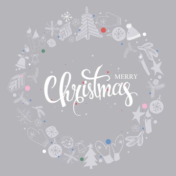 Christmas illustration, lettering