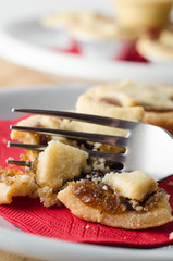 Partially Eaten Christmas Mince Pie with Fork