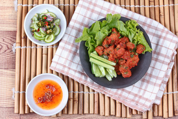 Thai food,Curried fish cake (Tod Mun Pla Krai)