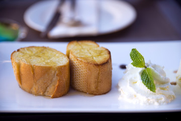 Toast Bread Pudding with ice cream