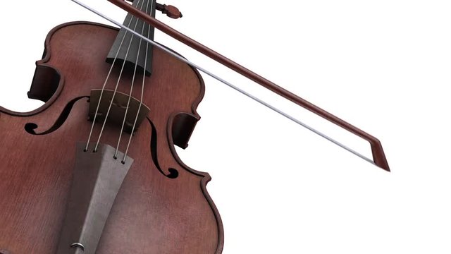 CG animation violin on a white background