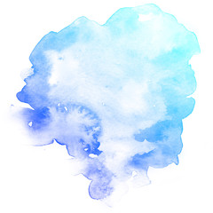 Abstract blue watercolor on white background.This is watercolor splash.It is drawn by hand.
