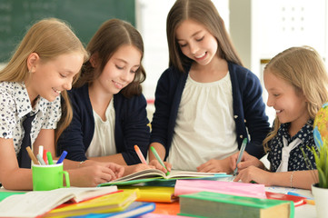 children at school in lessons