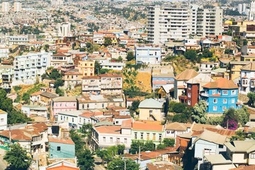 Fototapeta na wymiar Chilean Colourful Hill Town