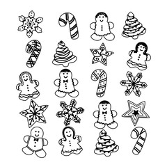 Gingerbread Christmas set Cookies, vector illustration isolated on background