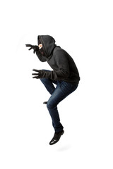 Prowling thief in black mask