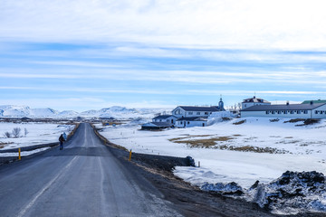 Winter landscape around Hverfjall, Lake Myvatn, Iceland