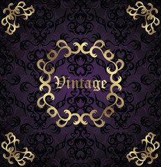 Vintage card with a gold decoration