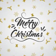 Merry Christmas gold glittering lettering design. Vector illustration EPS 10