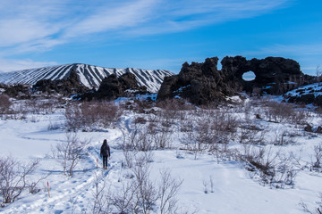 Winter landscape around Hverfjall, Lake Myvatn, Iceland